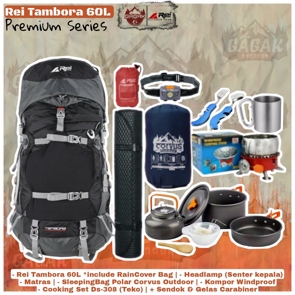 Jual Paket Hemat Alat Pendakian Gunung Carrier Rei Arei Tambora L