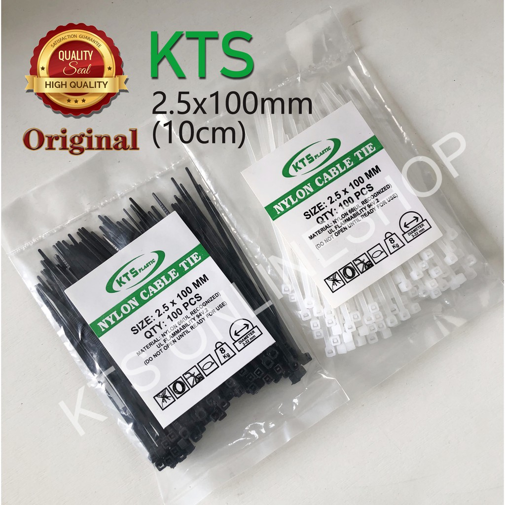 Jual Kabel Ties 2 5x100mm Putih Hitam 1Pack Isi 100PCS Merek KTS