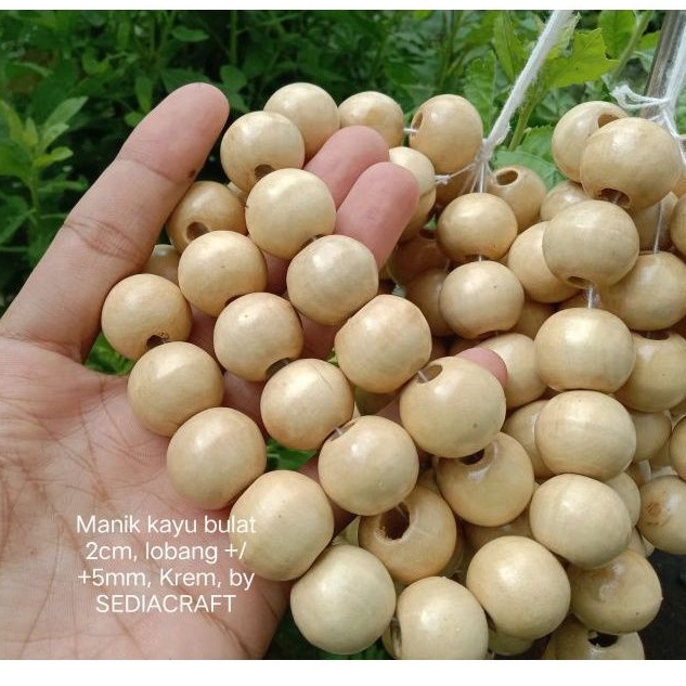 Jual Jual Manik Manik Kayu Bulat 2cm Krem Shopee Indonesia