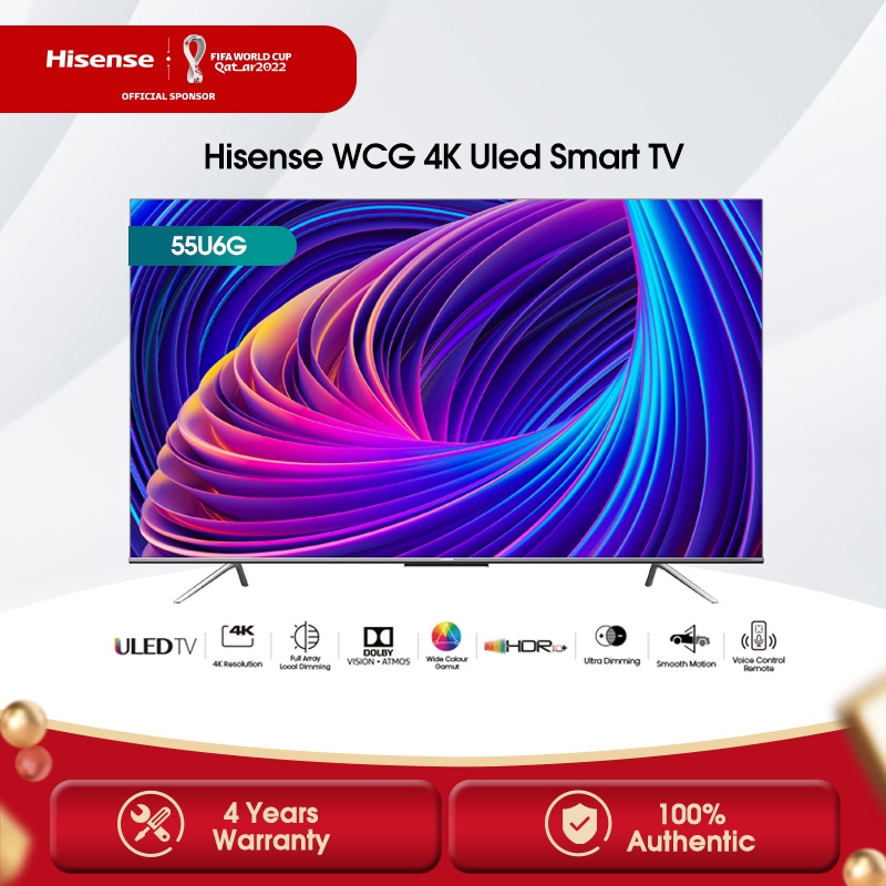 Jual Hisense 55 Inch 4K UHD Smart LED TV VIDAA OS Model 55U6G