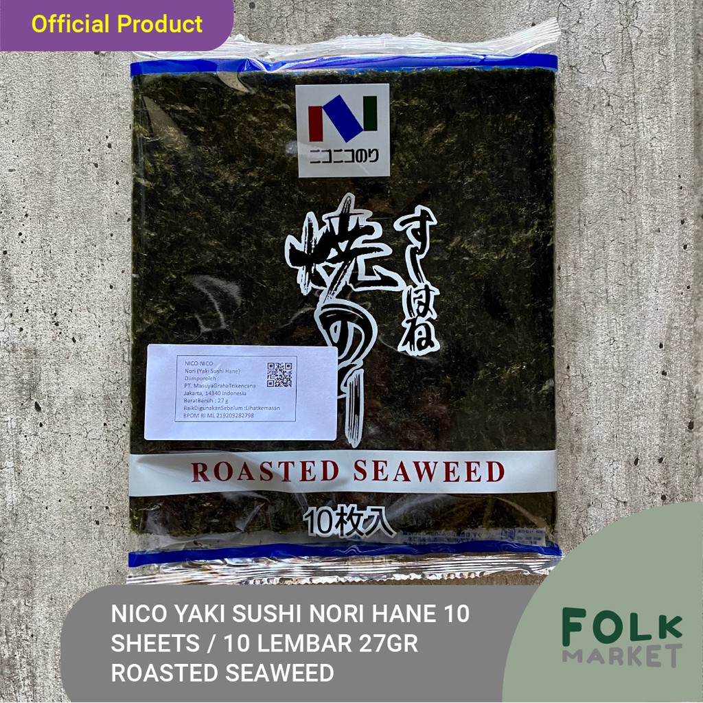 Jual NICO Yaki Sushi Nori Roasted Seaweed Rumput Laut 10 Sheets