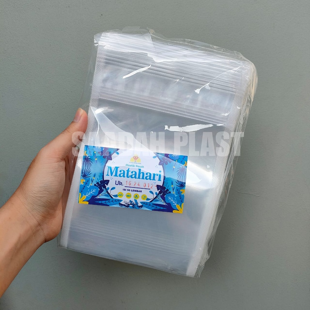 Jual ISI 50 Standing Pouch 16x24 STP Seal Lebar Plastik Snack Klip