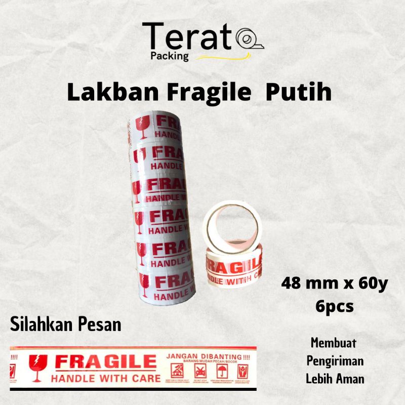 Jual Lakban Fragile Putih Tape 48 X 60 Y 6pcs Shopee Indonesia