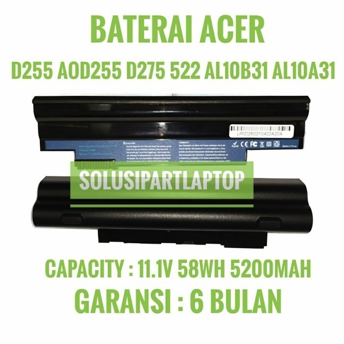 Jual Baterai Acer Aspire One D255 522 D260 D257 D270 722 High