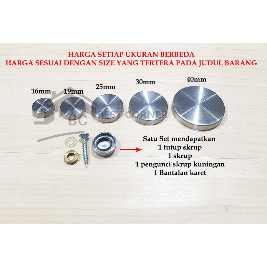 Jual Tutup Skrup Kaca 25mm Mirror Screw 25 MM Shopee Indonesia