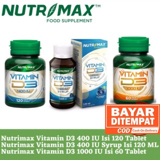 Jual NUTRIMAX VITAMIN D3 400 IU SYRUP 120 ML VITAMIN D3 1000 IU 60 S