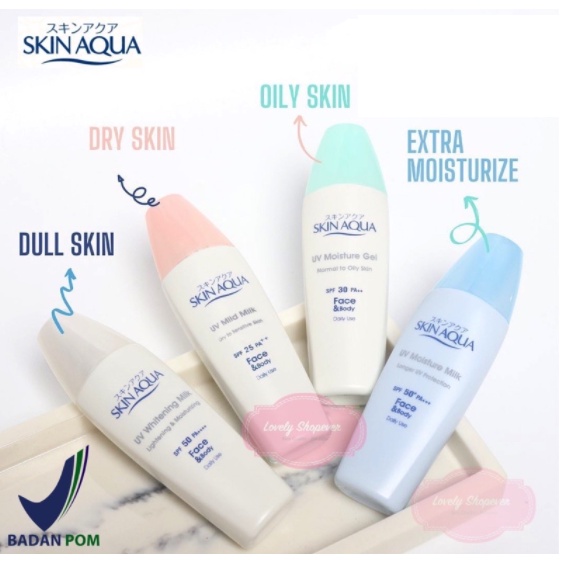 Jual SKIN AQUA UV MOISTURE MILK SPF 50 MOISTURE GEL SPF 30 MILD