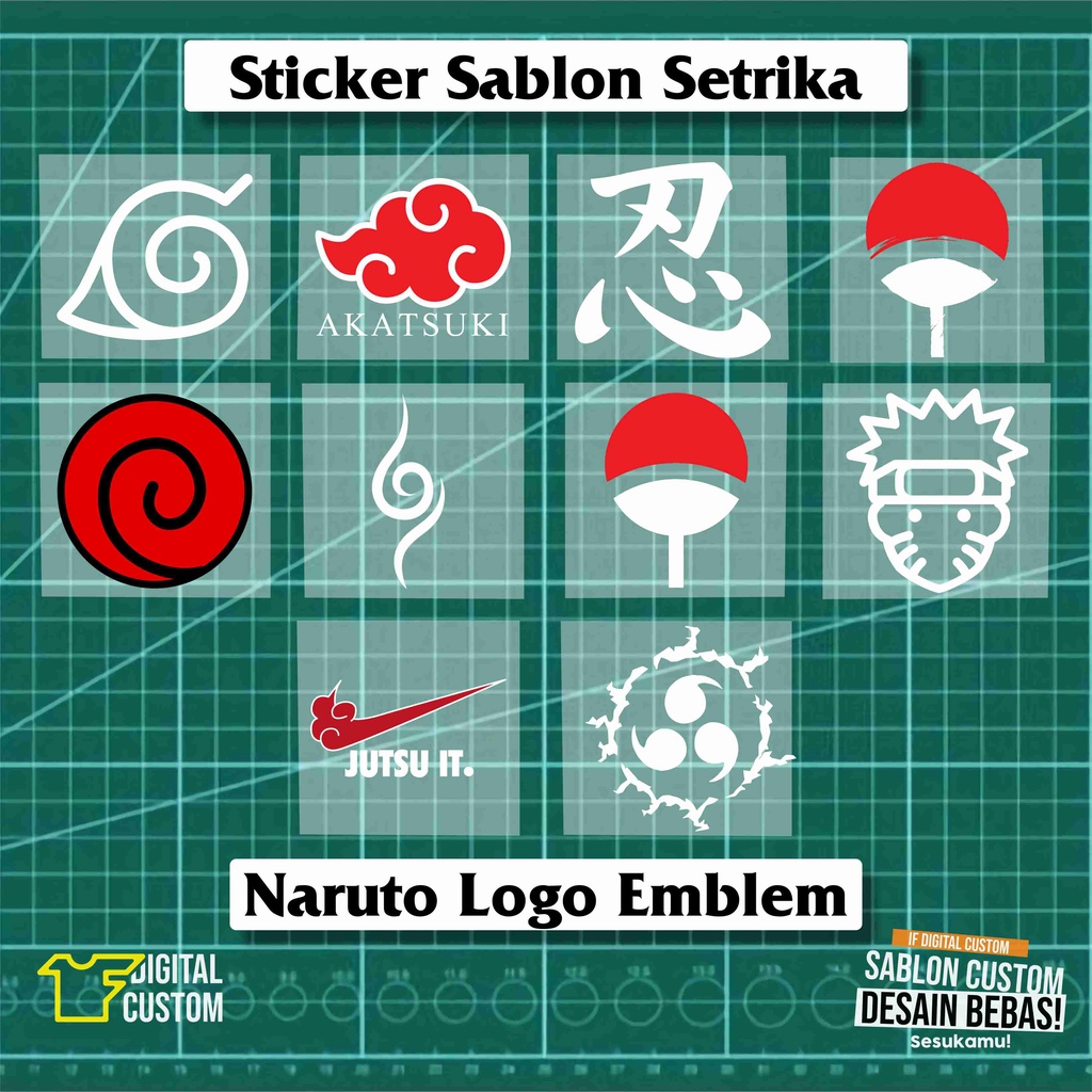 Jual Sticker Sablon Setrika DTF Polyflex Anime Akatsuki Naruto Sasuke