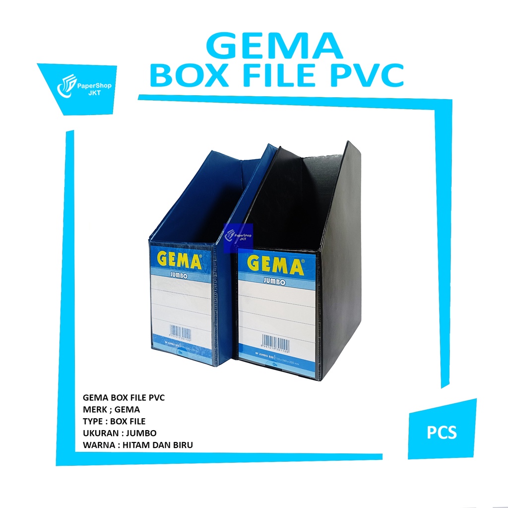 Jual GEMA Box File FOLIO PVC JUMBO Hitam Biru Pcs Shopee Indonesia