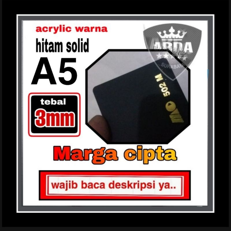 Jual Akrilik Hitam Solid 3mm A5 Acrylic Sheet Akrilik Lembaran A5 Marga