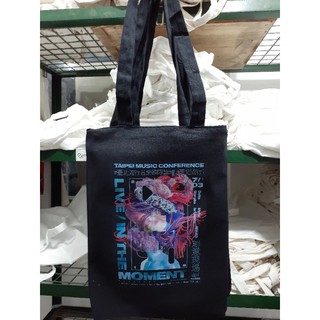 Jual TOTE BAG KANVAS HITAM BISA CUSTOM SATUAN UKURAN 30X40 Indonesia