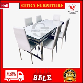 Jual Meja Makan Marmer Kursi Rangka Stainless Dining Table