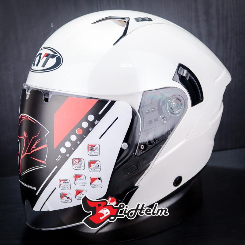 Jual HELM KYT NFJ PLAIN PEARL WHITE HALF FACE DOUBLE VISOR Shopee