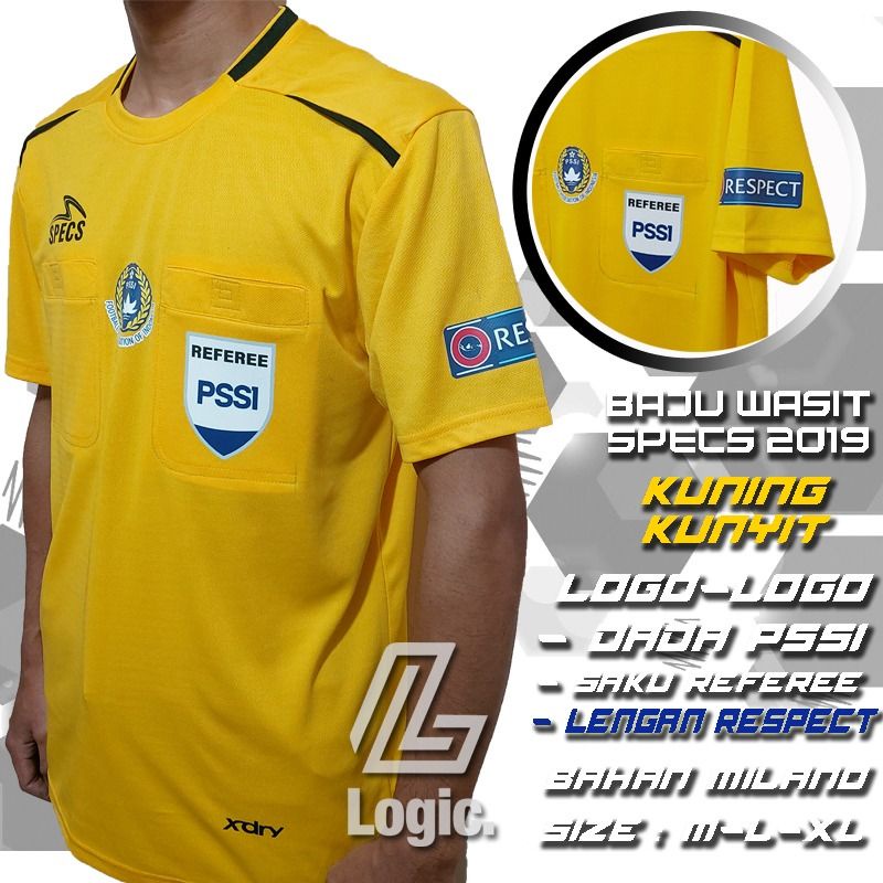 Jual Baju Wasit Specs 2019 LOGO DADA PSSI SAKU REFEREE LENGAN