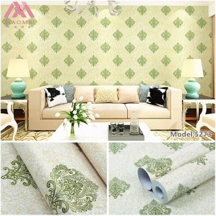 Jual Harga Spesial Wallpaper Sticker Dinding Batik Hijau Cantik