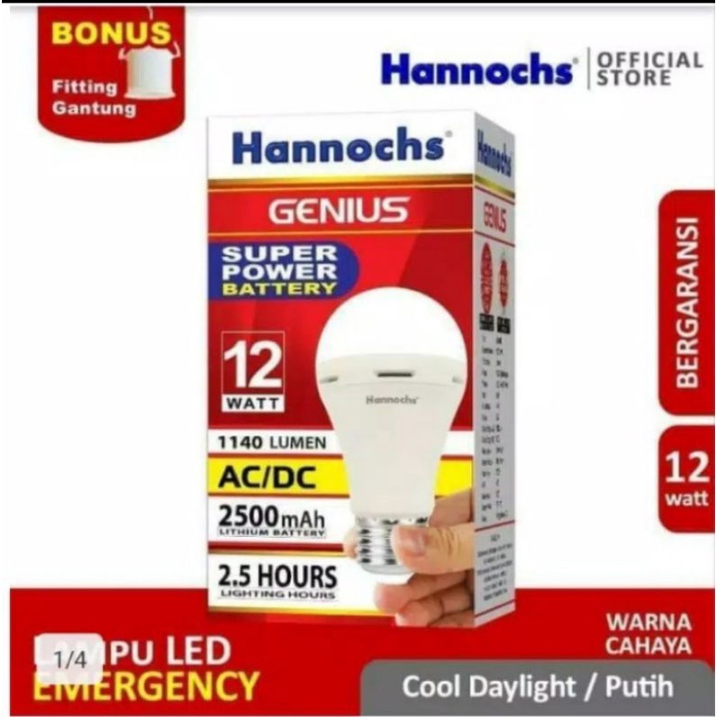 Jual Bola Lampu Emergency Hannoch Genius Watt Shopee Indonesia