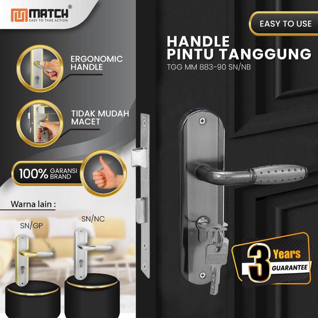 Jual Match Kunci Pintu Tanggung Set Lengkap Tinggal Pasang MM 90 SN BN