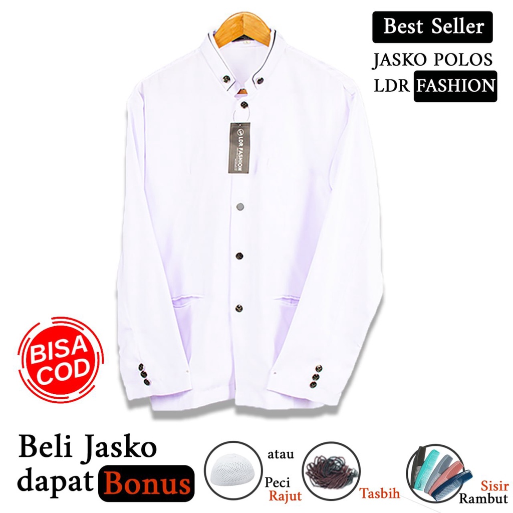 Jual Jasko Polos Ldr Fashion Jas Koko Polos Bonus Peci Tasbih