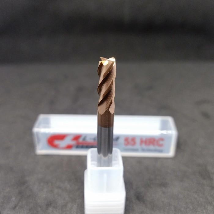 Jual Dijual End Mill Ballnose Carbide Dia 5mm 6mm 4 Flute 55 HRC Merk