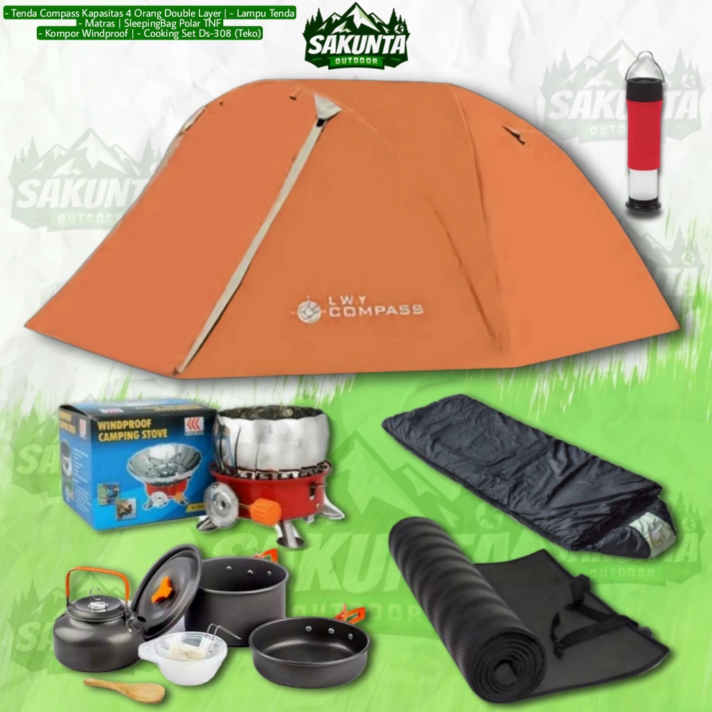 Jual Paket Alat Pendaki Gunung Tenda Compass Kapasitas Orang Double