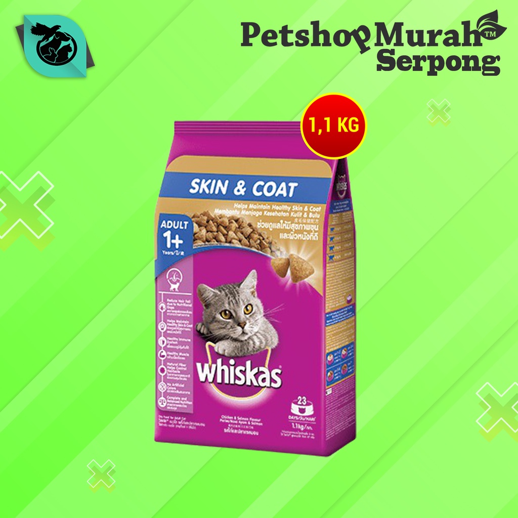 Jual Whiskas Makanan Kucing Kering Dry Food Adult Skin Coat Kulit Bulu