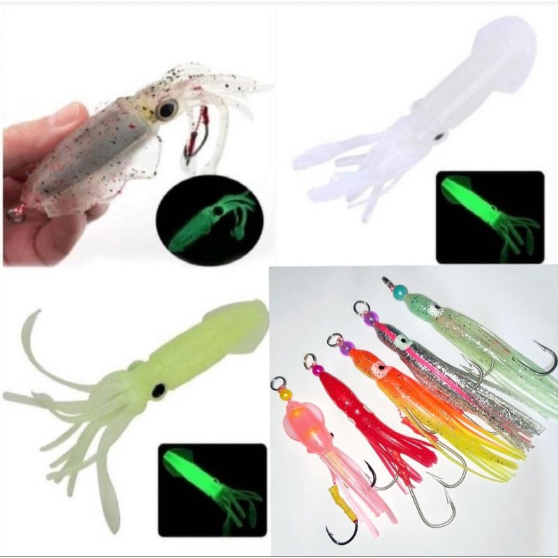 Jual Umpan Cumi Karet Gid Umpan Pancing Luminous Squid Soft Bait Cumi