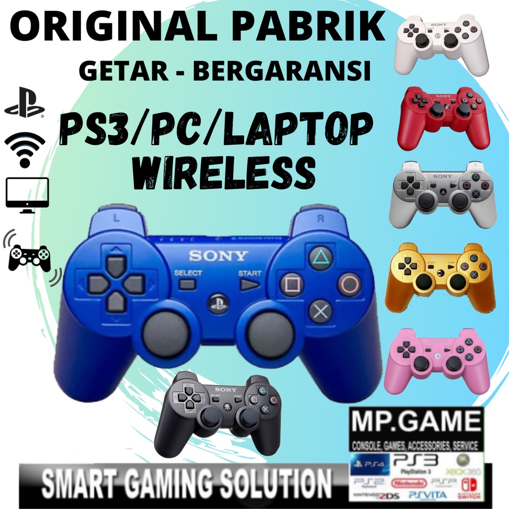 Jual Stik Stick PS3 Wireless Original Pabrik Biru Packing Dus Coklat