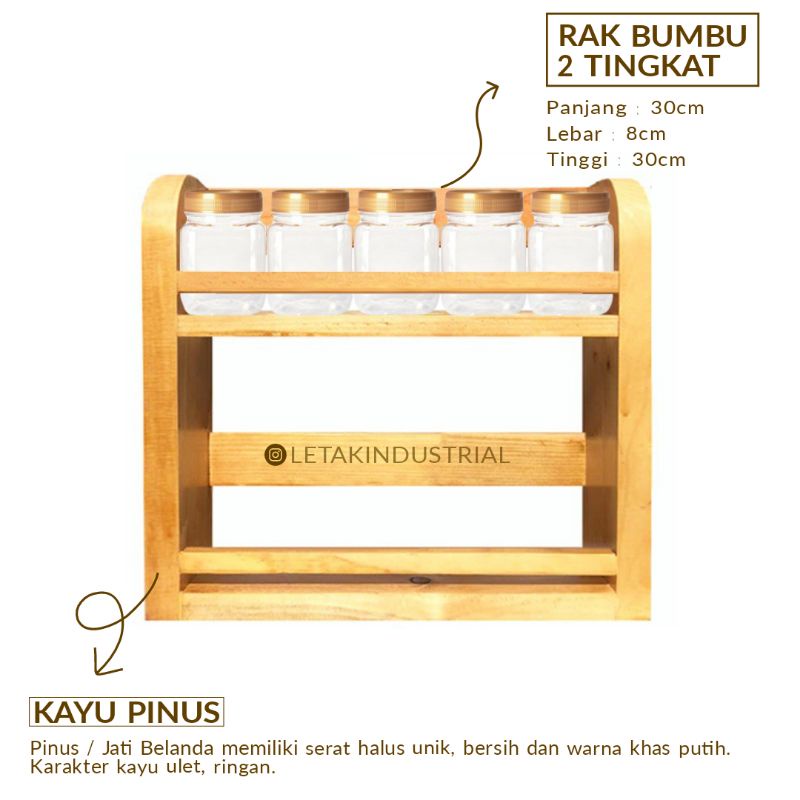 Jual Rak Bumbu Serbaguna 2 Tingkat Rak Bumbu Kayu Jati Rak Serbaguna