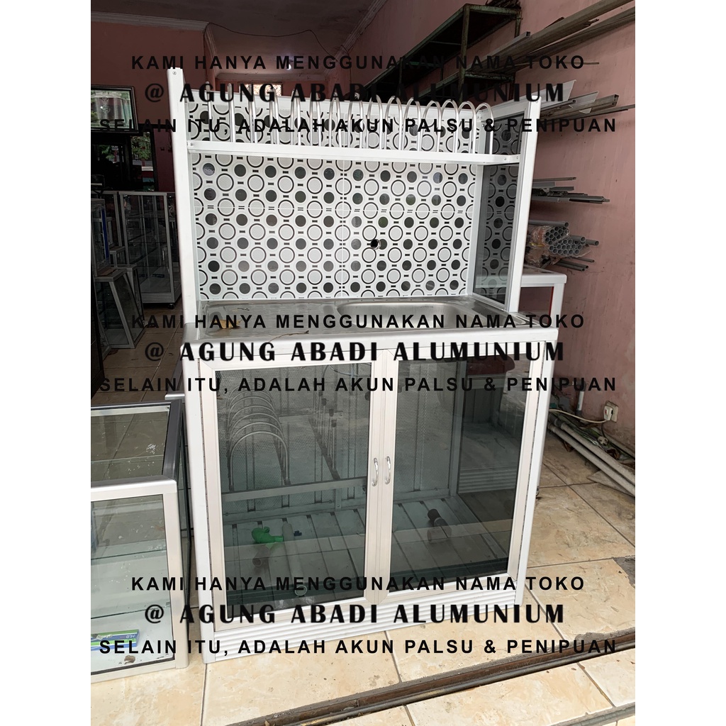 Jual Lemari Rak Cuci Piring Alumunium Model Keramik Silver Kaca Ryben