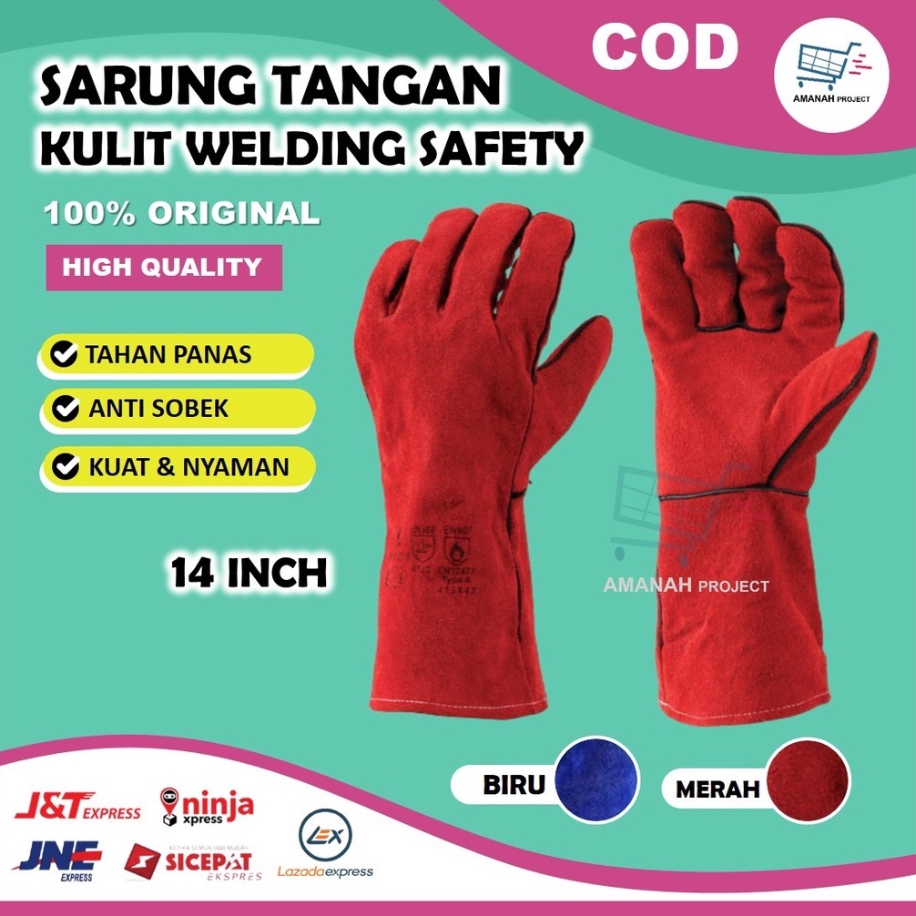 Jual Sarung Tangan Kulit Asli Medis Kerja Proyek Safety Las Kulit Anti