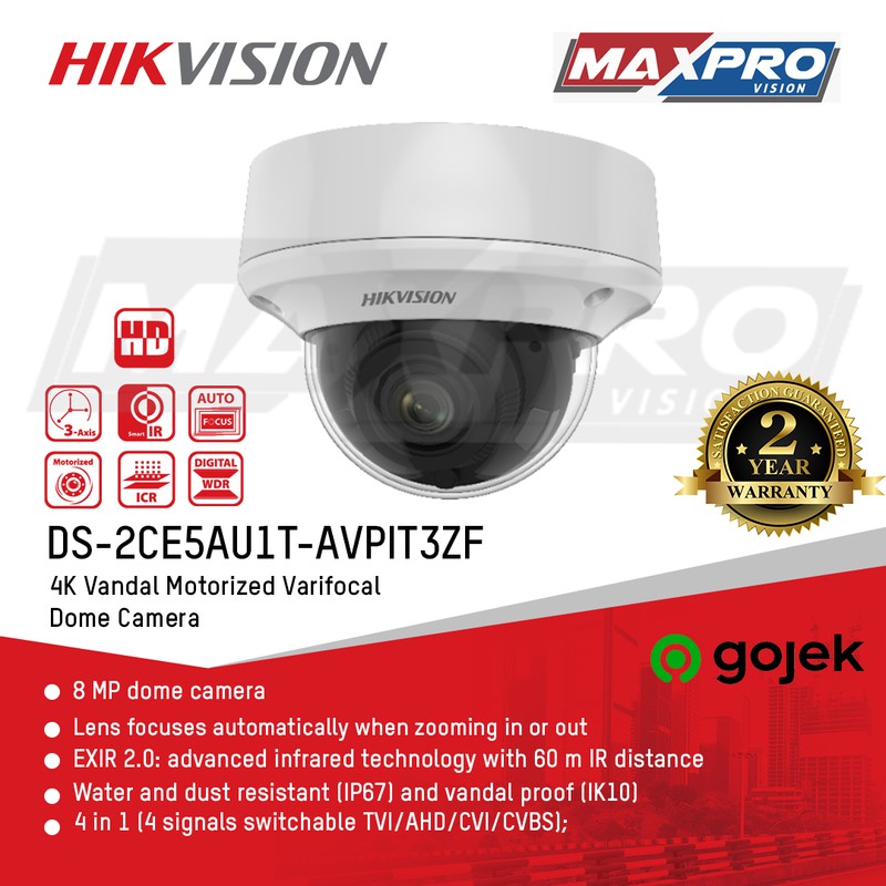 Jual DS 2CE5AU1T AVPIT3ZF HIKVISION TURBO CAMERA 8 MP DOME Shopee