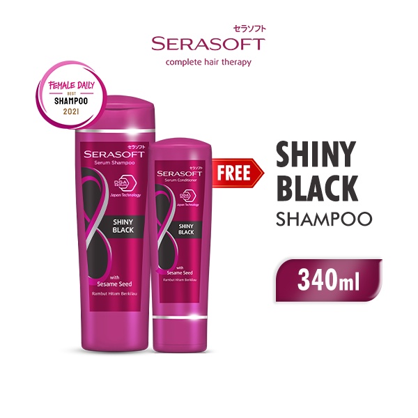 Jual Buy 1 Get 1 Shampoo Serasoft Shiny Black 340ml Free Serasoft