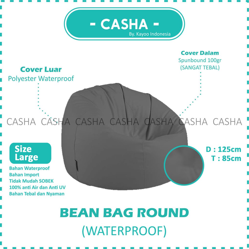 Jual Casha Round Bean Bag Large Bahan Waterproof Plus Isi Bean Bag