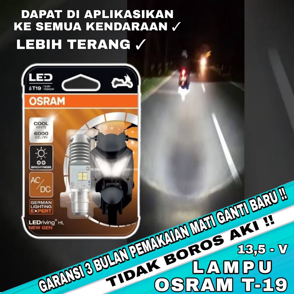 Jual P1M5 OSRAM LED T19 M5 K1 Lampu Utama Motor H6 PUTIH AC DC Plug