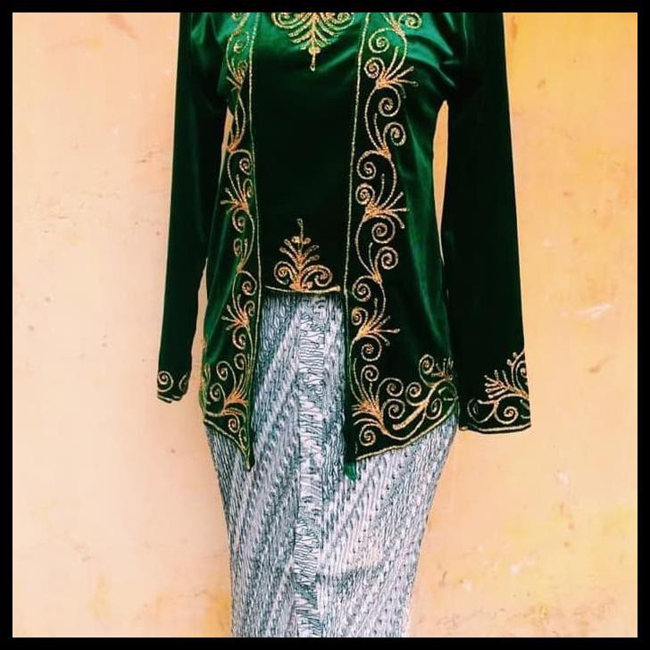 Jual Kebaya Kutu Baru Bludru Payet Emas Murah Adat Jawa Biru Shopee