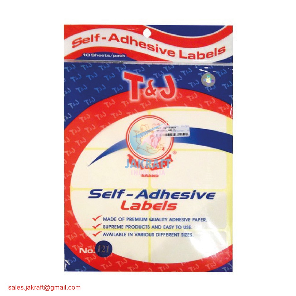 Label Self Adhesive Labels T J No Hvs Putih X Mm Tj