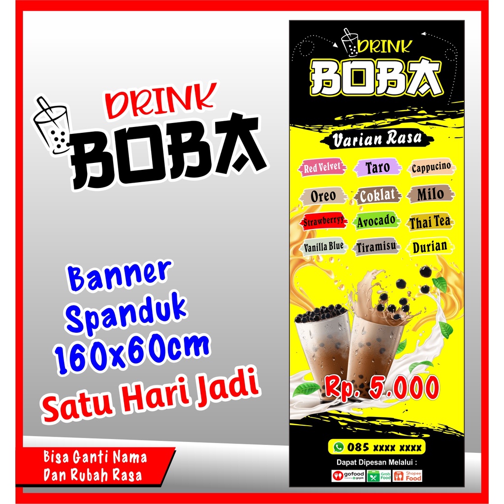 Jual Banner Boba Spanduk Minuman Boba X Cm Cod Shopee Indonesia