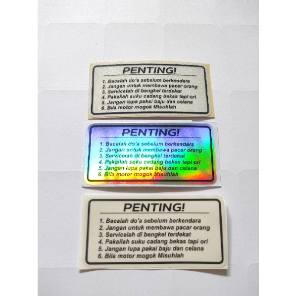 Jual Sticker Printcutt Warning Penting Motor Berkualitas Terbaik