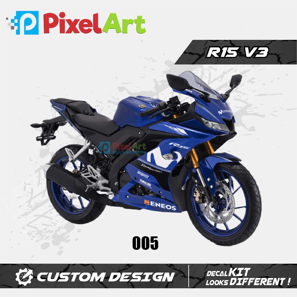 Jual STICKER DECAL MOTOR YAMAHA R15 V3 STIKER WARNA BIRU FULL BODY