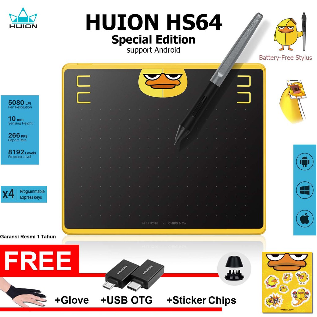 Jual Huion Hs Pen Tablet Drawing Chips N Co Special Edition Support