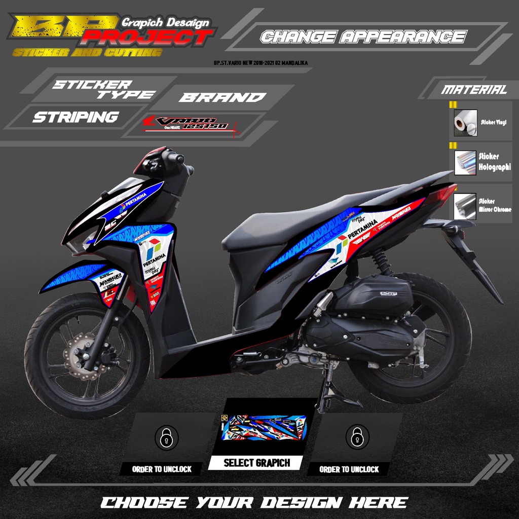 Stiker Striping Semifull Vario 125 150 New 2018 2019 2020 DESAIN