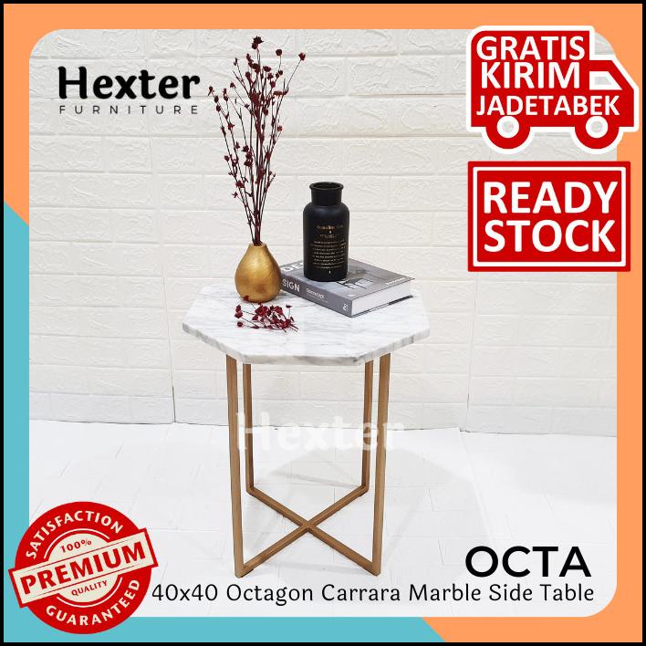 Jual Octa Meja Sudut Marmer Octagon Carara Side Table Sofa Segi 8