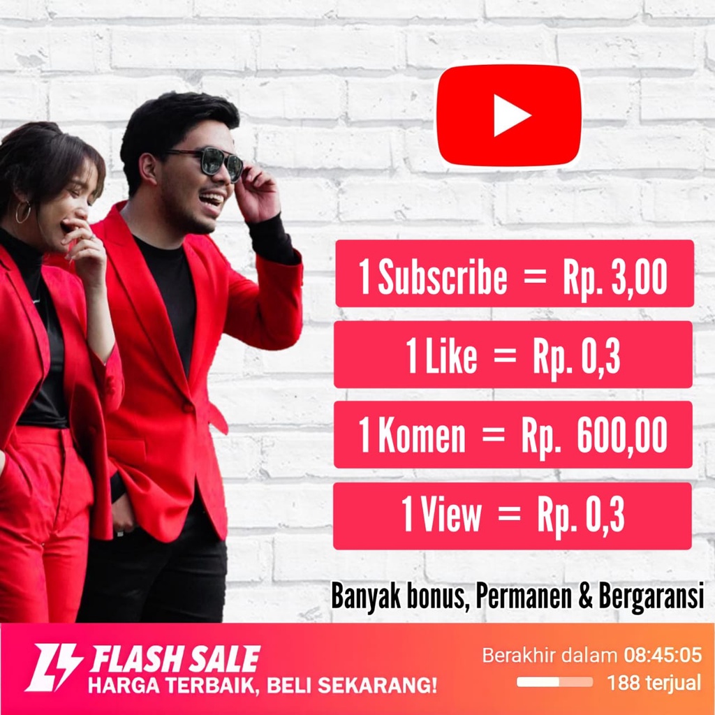 Jual YOUTUBE VIEW MONETISASI SUBSCRIBE REAL USER INDONESIA LIKE VIEW