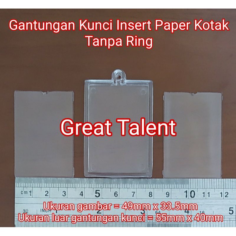 Jual Bahan Gantungan Kunci Insert Paper Kotak TANPA RING Ganci