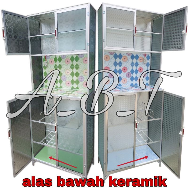 Jual Rak Piring Lemari Dapur Aluminium Mini Pintu Alas Lantai Bawah