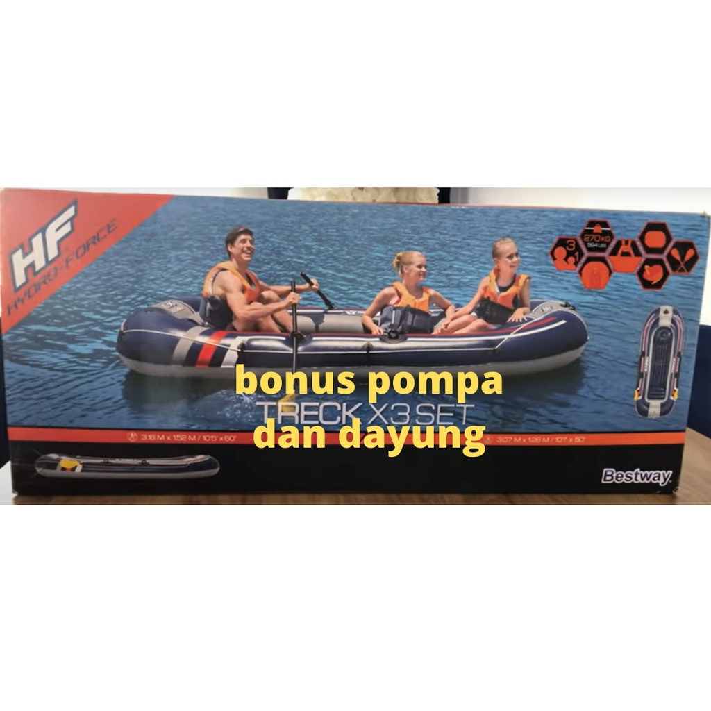 Jual PROMO Perahu Karet Bestway 61110 KAPAL Hydro Force Treck X3 Set