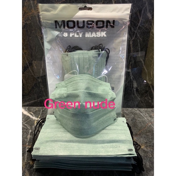 Masker Earloop Mouson Matcha Green Nude Ply Masker Disposable Mouson