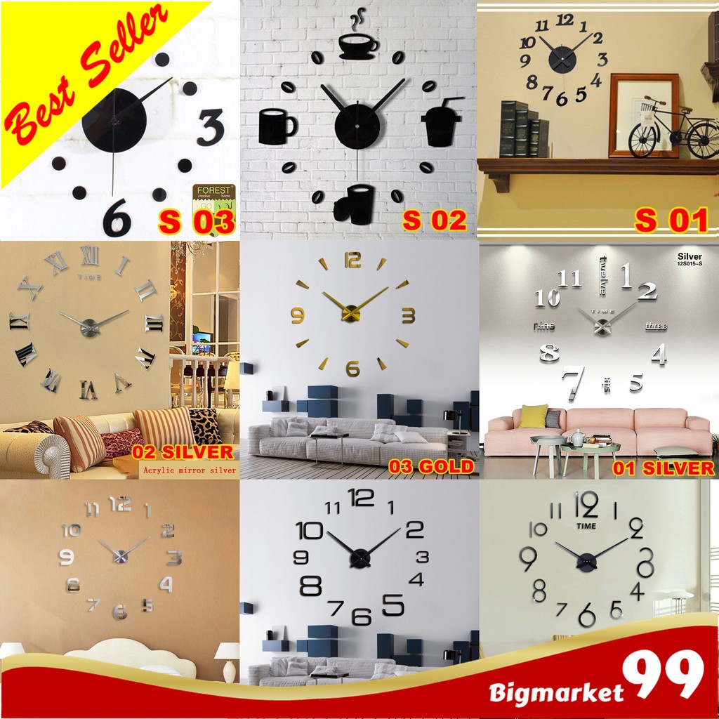 Jual Jam Dinding Besar Raksasa Diy Giant Wall Clock Quartz Creative