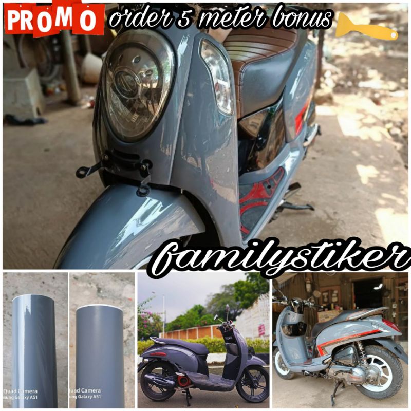 Jual Sekotlet Motor Abu Abu Glosy Sticker Abu Abu Doff Skotlet Sticker