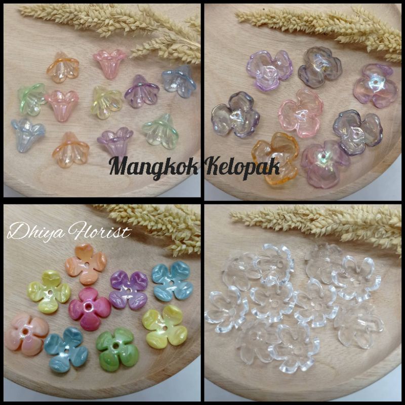 Jual 30 Pcs Manik Kelopak Cangkang Bunga Mix Warna Mote Manik Kelopak